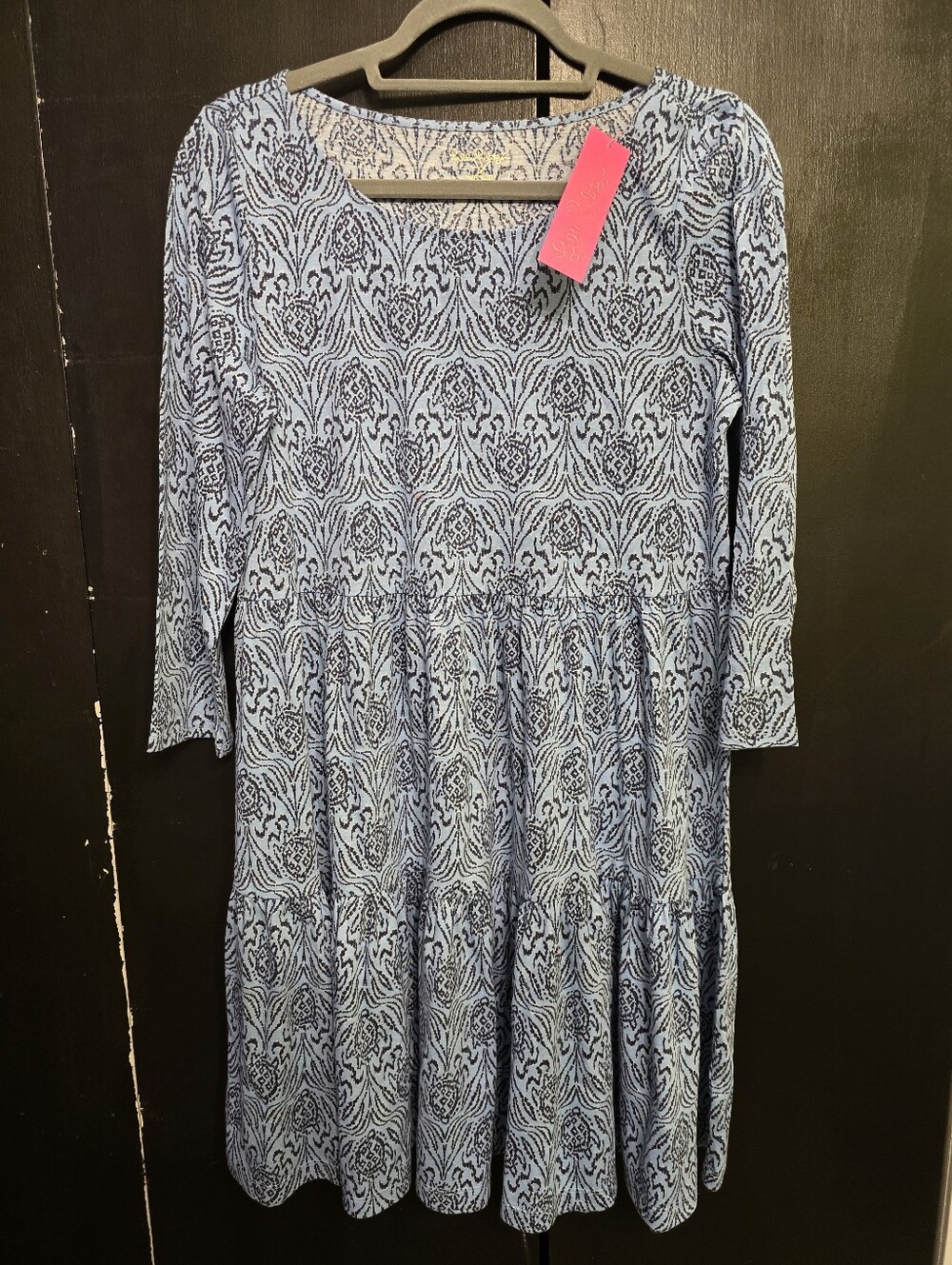 Lilly Pulitzer Geanna 3/4 Sleeve Dress In Go Your Own Wave- Bon Bon Blue NWT